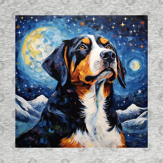 Greater Swiss Mountain Dog Starry Night by NatashaCuteShop